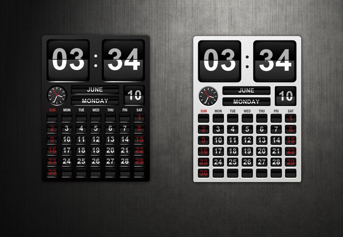 Elegant Flip Clock Calendar_XWidget Download WebSite. Live