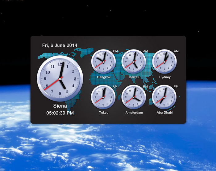 world clock with seconds
